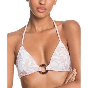 NWT ROXY Floral Triangle Bikini Top Small Rose Pink